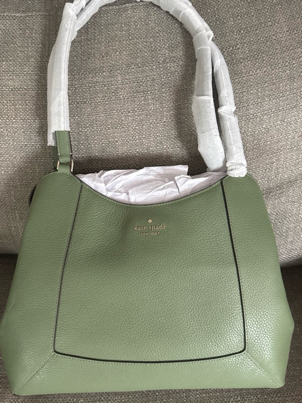 kate spade sage green pebbled leather shoulder bag